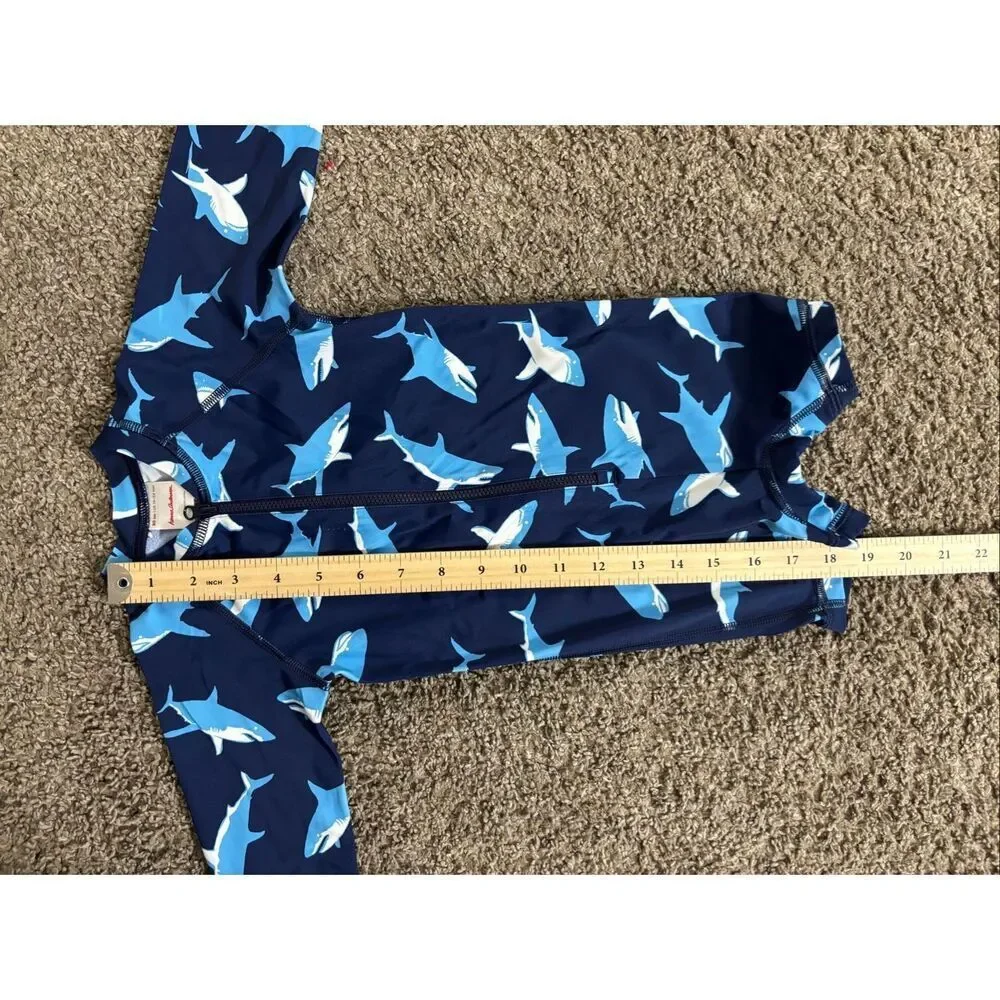 NWOT Hanna Andersson Zip-Up Shark Rash Guard One Piece Bath Suit Baby 18-24 Mons